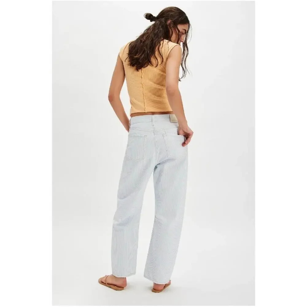 Citizens of Humanity Miro Marine Blue Stripe Relaxed Jeans Size 24